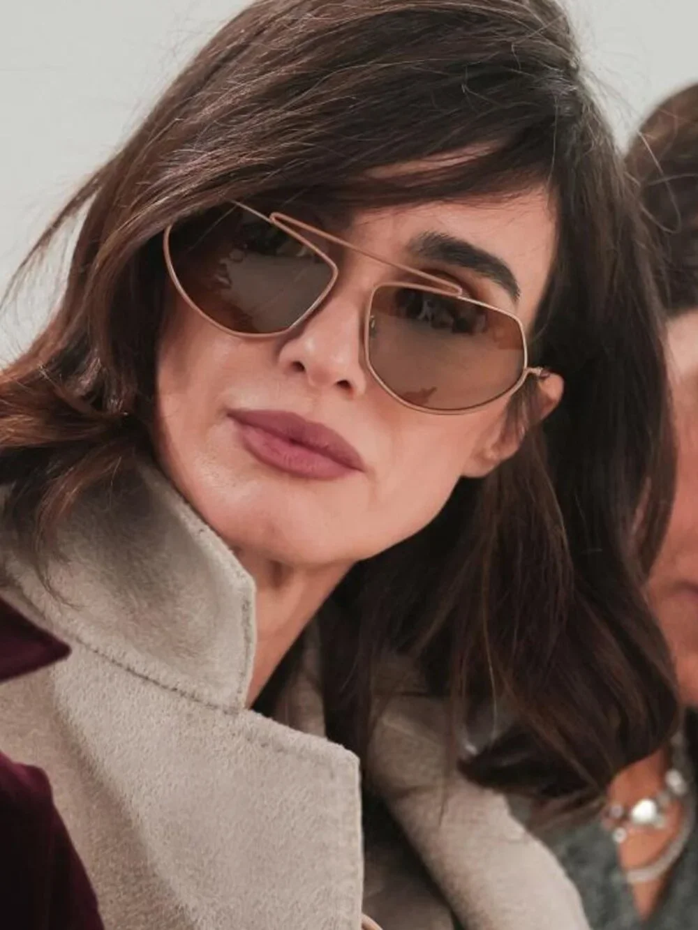 Max Mara MM0165 45E Joey Geometric Sunglasses - Shiny Light Brown/Brown